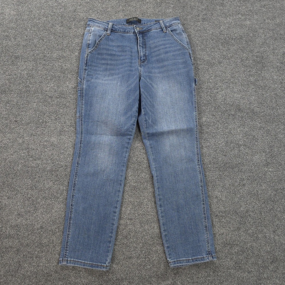 Judy Blue Jeans Womens 9/29 Blue Slim Fit Straight Mid Rise Cargo Stretch Denim